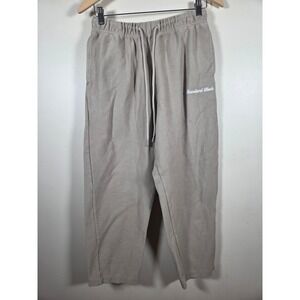 Standard Cloth Textured Cotton Jogger Pants Mens Small Beige Drawstring Casual